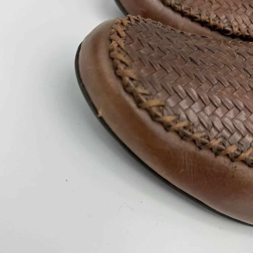 Naturalizer Womens Denure Woven Leather Loafers 7.5M Brown Slip-On Comfort Shoes